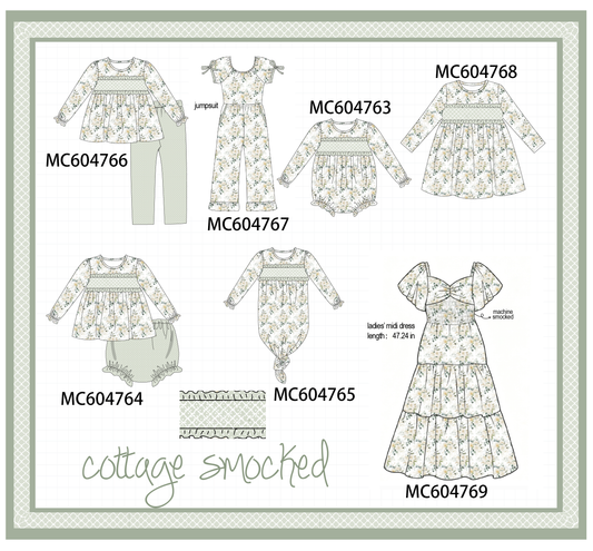 PO88 Sage floral smocked ruffle collection - closing 4/27 - eta late September