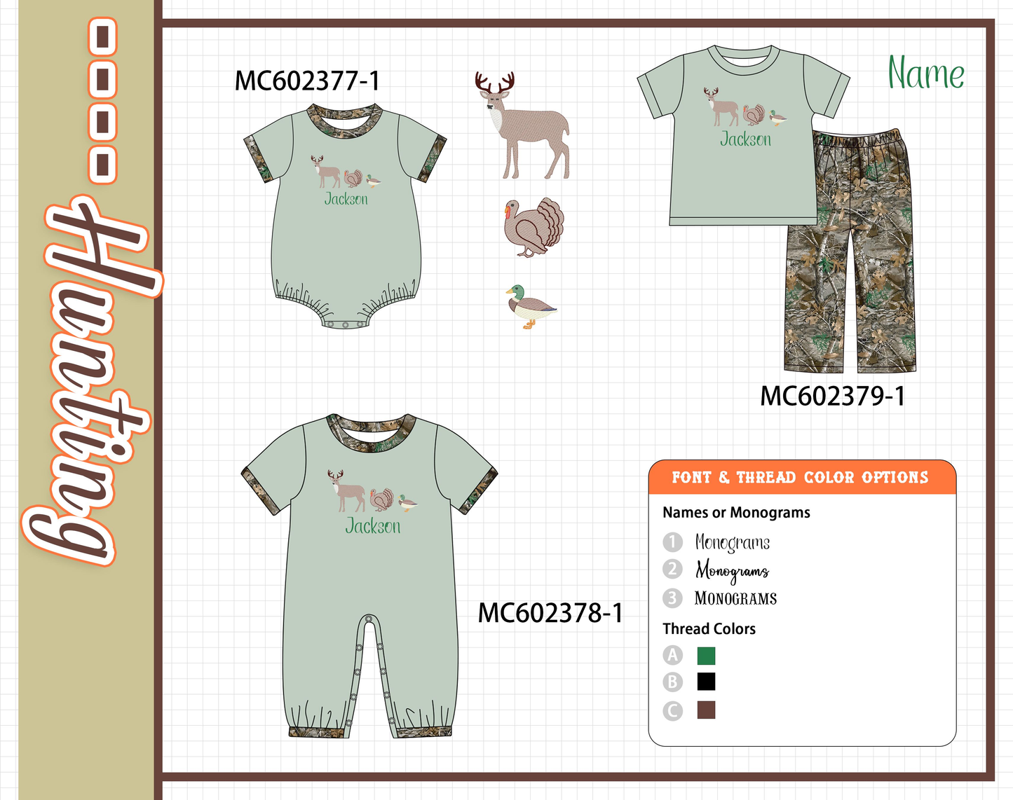 PO82 Sage hunting monogram embroidery collection - closing 3/2 - ETA July