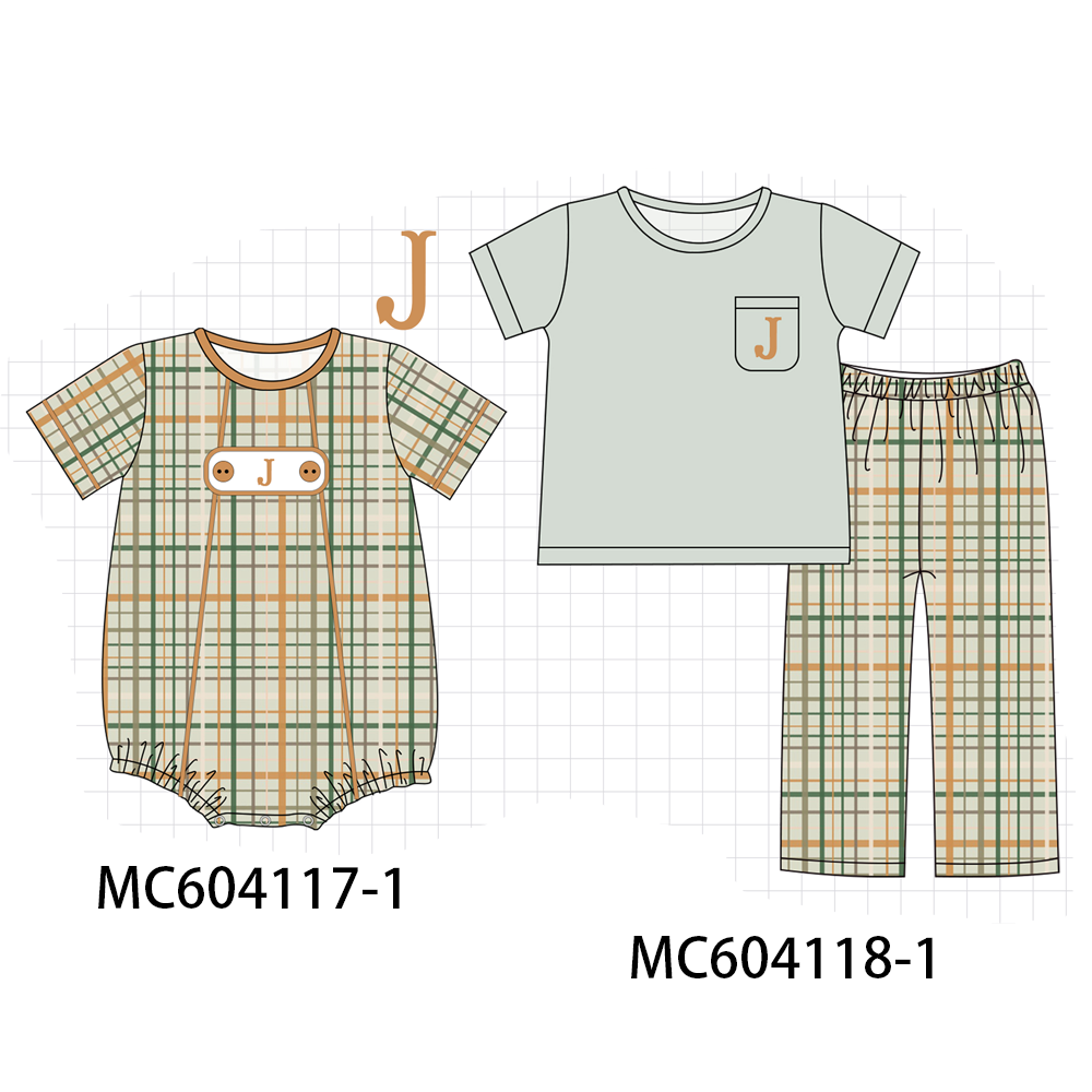 PO86 Sage monogram embroidery plaid collection  - closing 4/13 - ETA early September