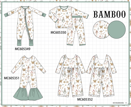 PO92 Sage nativity print bamboo collection - closing 5/25 - ETA late October