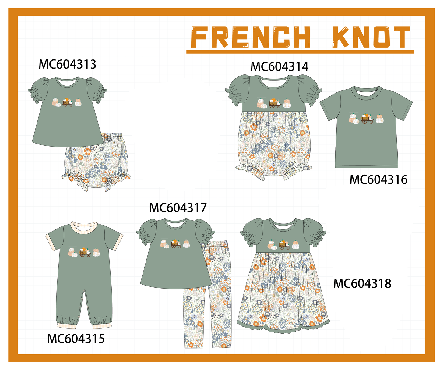 PO86 Sage pumpkin french knot collection  - closing 4/13 - ETA early September