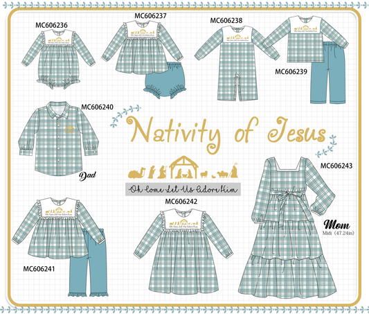 PO95 Teal nativity embroidery plaid collection - closing 6/22 - ETA late November