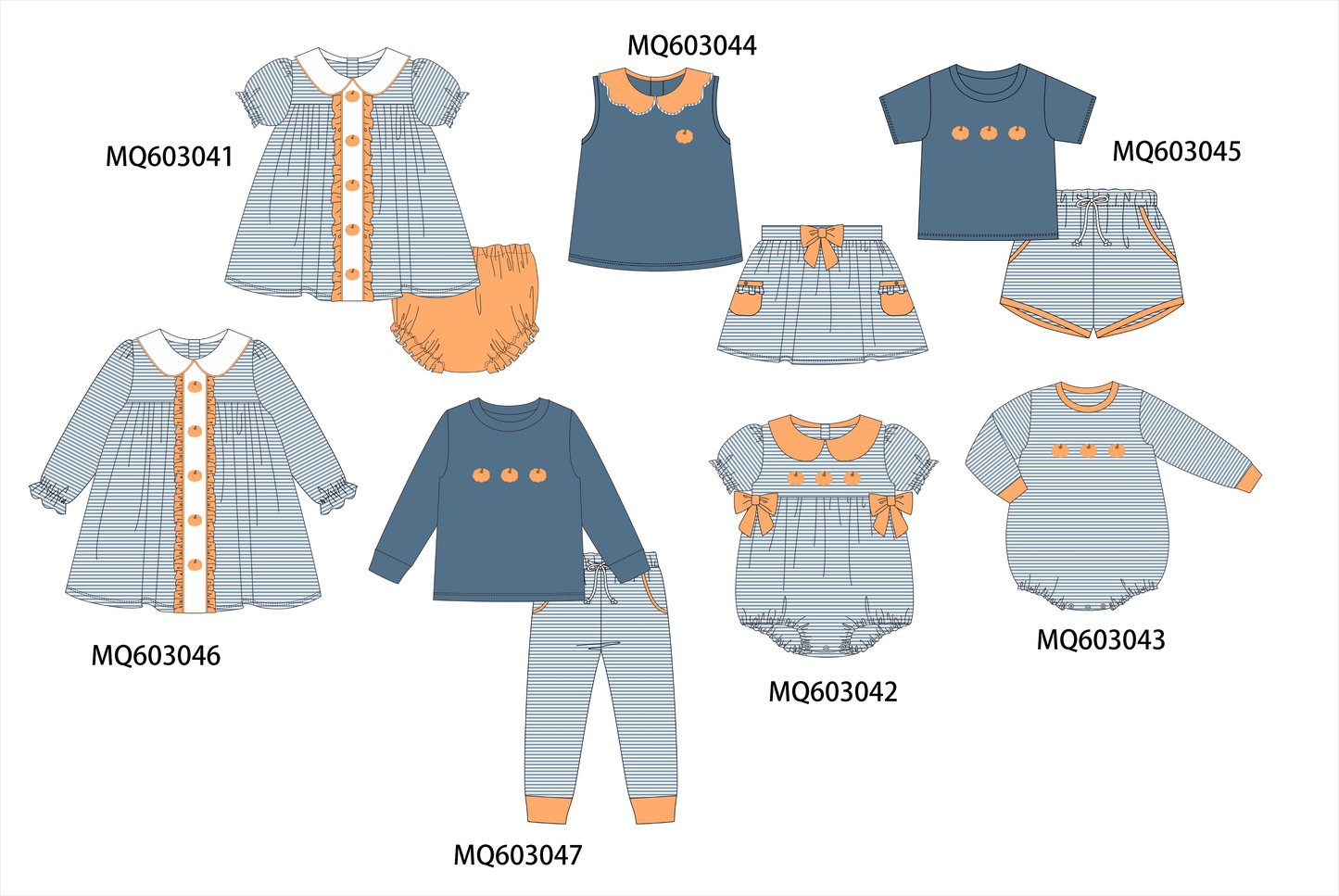 PO84 Teal pumpkin embroidery stripe ruffle collection - ETA late august - closing 3/23