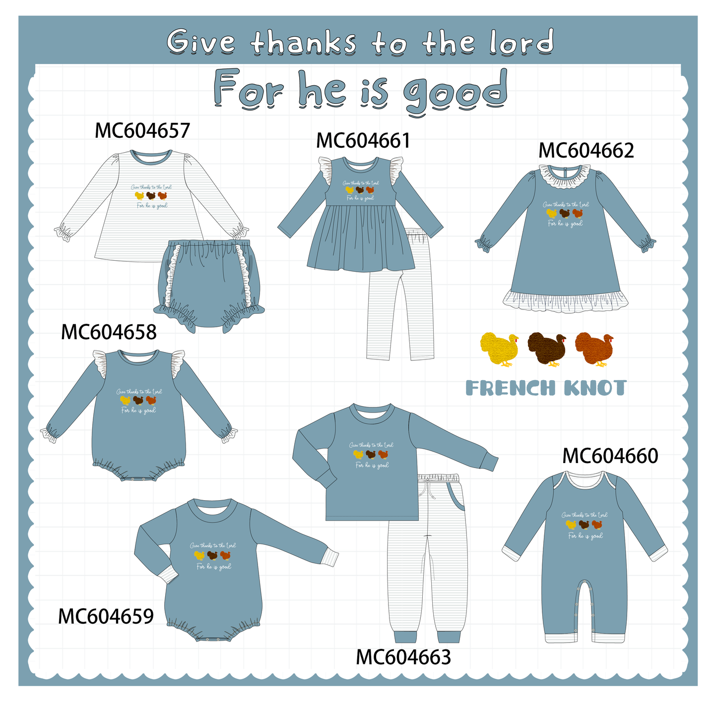 PO88 Teal thanksgiving turkey for he is good embroidery collection - closing 4/27 - eta late September