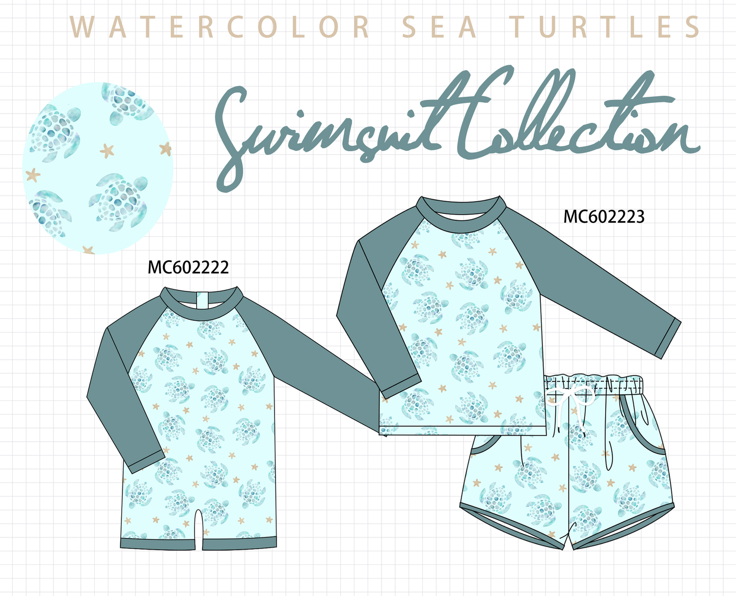 PO81 Teal turtle print swimsuit collection - closing 2/16 - ETA July