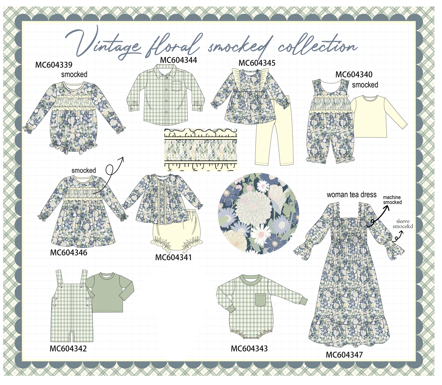 PO86 Vintage floral smocked collection  - closing 4/13 - ETA early September
