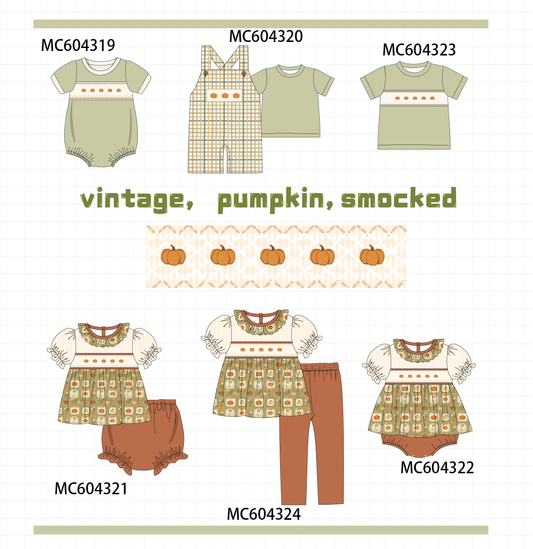 PO86 Vintage pumpkin embroidery smocked collection  - closing 4/13 - ETA early September
