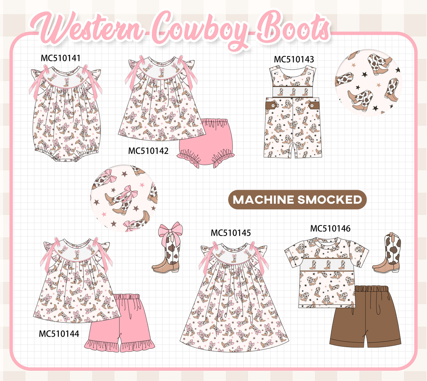 PO69 Western cowboy boots smocked collection 2- closing 10/27 - eta early march