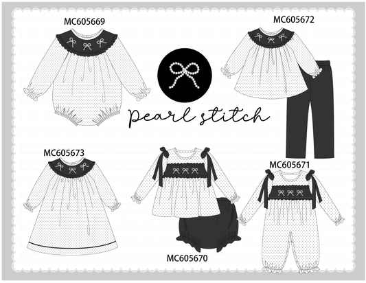 PO93 White bow pearl stich dot collection  - closing 6/8 - ETA November