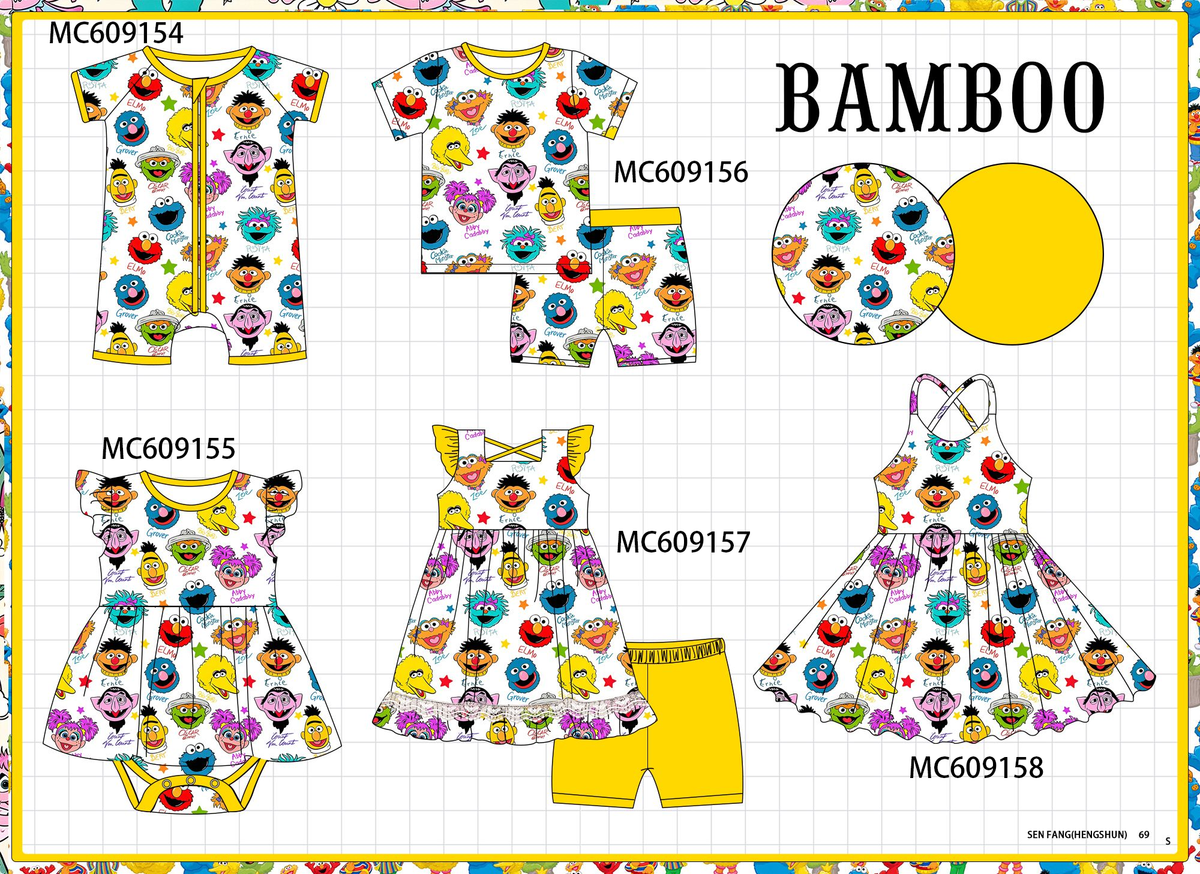 PO104 Yellow sesame street print bamboo collection  - closing 9/14 - ETA February